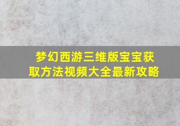 梦幻西游三维版宝宝获取方法视频大全最新攻略