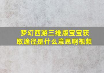 梦幻西游三维版宝宝获取途径是什么意思啊视频