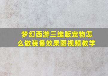 梦幻西游三维版宠物怎么做装备效果图视频教学