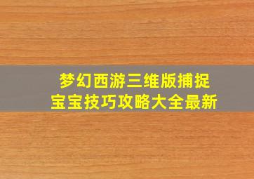 梦幻西游三维版捕捉宝宝技巧攻略大全最新