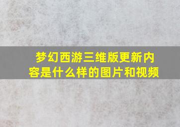 梦幻西游三维版更新内容是什么样的图片和视频