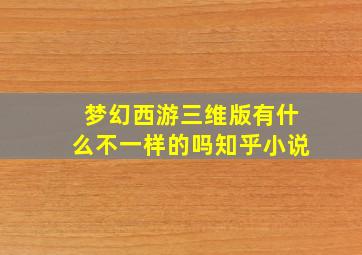 梦幻西游三维版有什么不一样的吗知乎小说