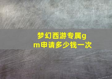 梦幻西游专属gm申请多少钱一次