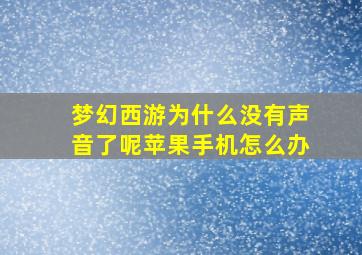 梦幻西游为什么没有声音了呢苹果手机怎么办