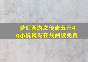 梦幻西游之传奇五开4g小说网站在线阅读免费