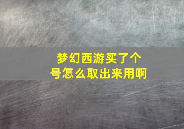 梦幻西游买了个号怎么取出来用啊