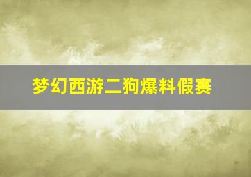 梦幻西游二狗爆料假赛