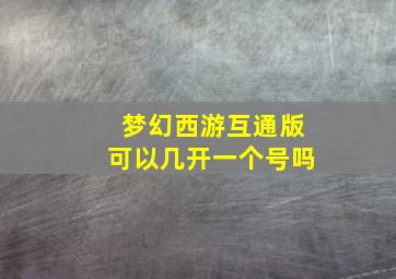 梦幻西游互通版可以几开一个号吗