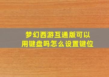 梦幻西游互通版可以用键盘吗怎么设置键位