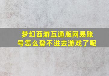 梦幻西游互通版网易账号怎么登不进去游戏了呢