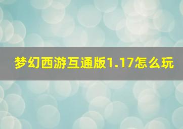 梦幻西游互通版1.17怎么玩