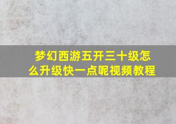 梦幻西游五开三十级怎么升级快一点呢视频教程