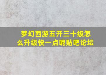 梦幻西游五开三十级怎么升级快一点呢贴吧论坛