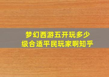 梦幻西游五开玩多少级合适平民玩家啊知乎