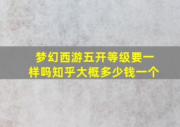 梦幻西游五开等级要一样吗知乎大概多少钱一个