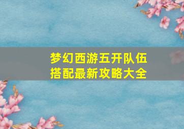 梦幻西游五开队伍搭配最新攻略大全