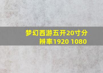 梦幻西游五开20寸分辨率1920 1080