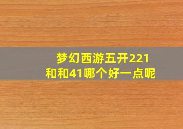 梦幻西游五开221和和41哪个好一点呢