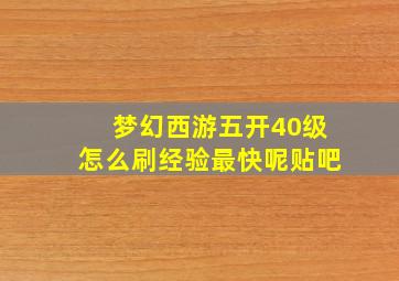 梦幻西游五开40级怎么刷经验最快呢贴吧