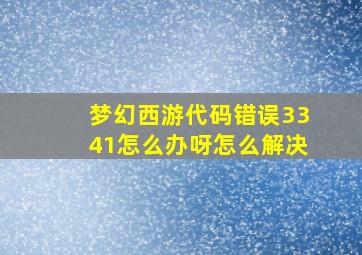 梦幻西游代码错误3341怎么办呀怎么解决