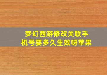 梦幻西游修改关联手机号要多久生效呀苹果