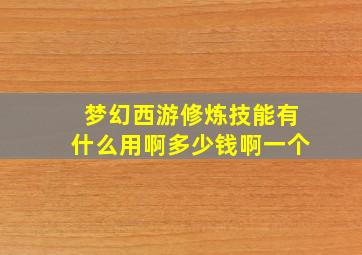 梦幻西游修炼技能有什么用啊多少钱啊一个