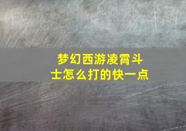 梦幻西游凌霄斗士怎么打的快一点