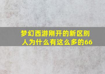 梦幻西游刚开的新区别人为什么有这么多的66