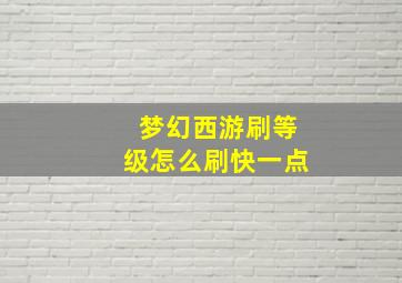 梦幻西游刷等级怎么刷快一点