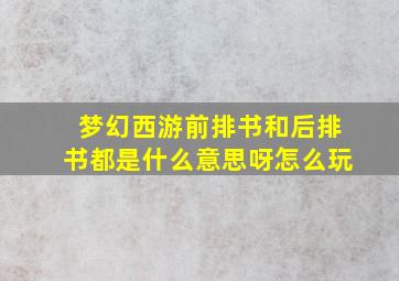 梦幻西游前排书和后排书都是什么意思呀怎么玩