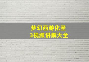 梦幻西游化圣3视频讲解大全