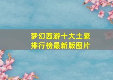 梦幻西游十大土豪排行榜最新版图片