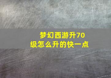 梦幻西游升70级怎么升的快一点