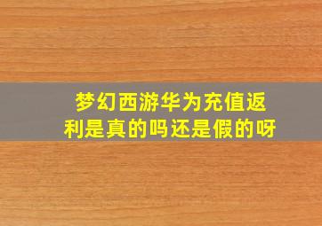 梦幻西游华为充值返利是真的吗还是假的呀