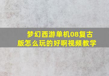 梦幻西游单机08复古版怎么玩的好啊视频教学