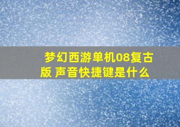 梦幻西游单机08复古版 声音快捷键是什么