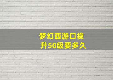 梦幻西游口袋升50级要多久