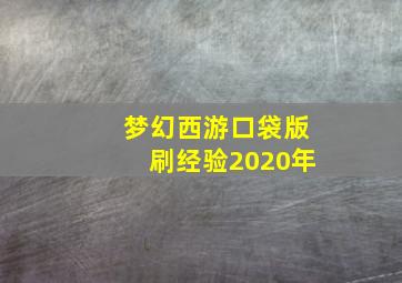 梦幻西游口袋版刷经验2020年