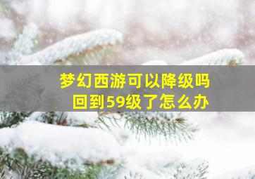 梦幻西游可以降级吗回到59级了怎么办