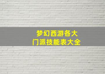 梦幻西游各大门派技能表大全