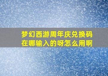 梦幻西游周年庆兑换码在哪输入的呀怎么用啊