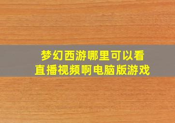 梦幻西游哪里可以看直播视频啊电脑版游戏