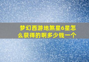 梦幻西游地煞星6星怎么获得的啊多少钱一个