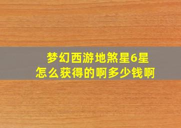 梦幻西游地煞星6星怎么获得的啊多少钱啊