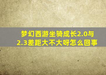 梦幻西游坐骑成长2.0与2.3差距大不大呀怎么回事