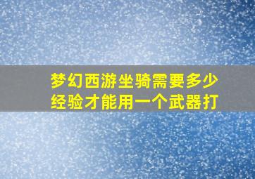 梦幻西游坐骑需要多少经验才能用一个武器打