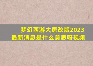 梦幻西游大唐改版2023最新消息是什么意思呀视频