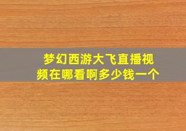 梦幻西游大飞直播视频在哪看啊多少钱一个