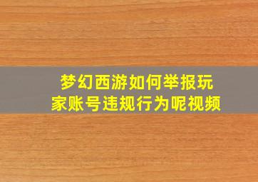 梦幻西游如何举报玩家账号违规行为呢视频