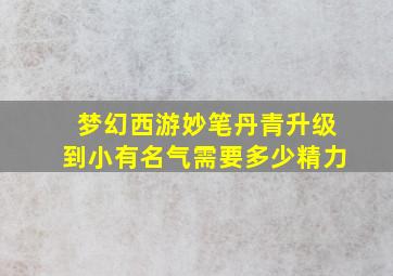 梦幻西游妙笔丹青升级到小有名气需要多少精力